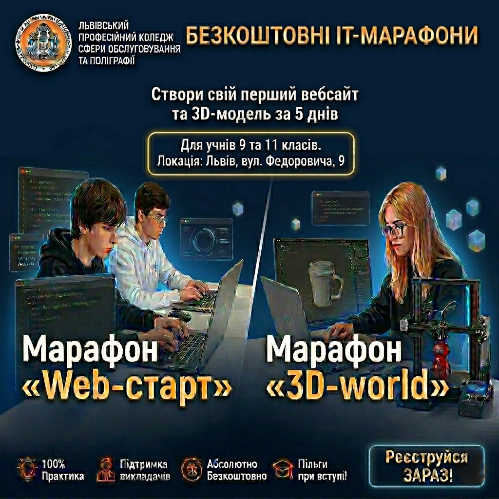 Учні 9-11 класів на практичному занятті з програмування у Львові